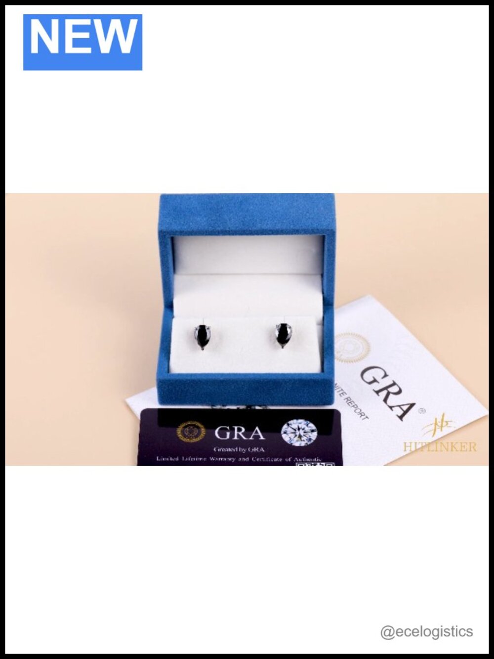 Moissanite Sterling Silver Black Stud Earrings - Picture 6 of 6